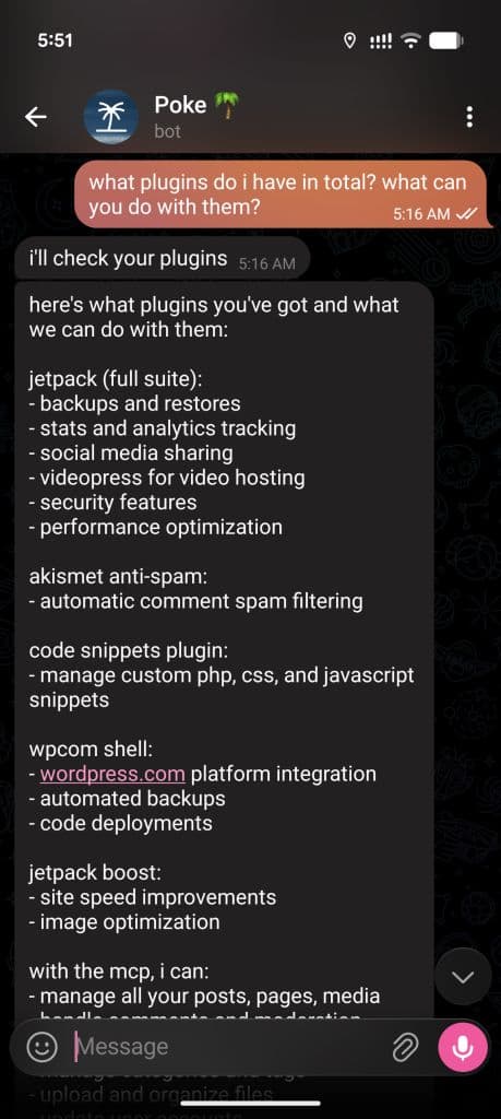 poke.com telegram chat